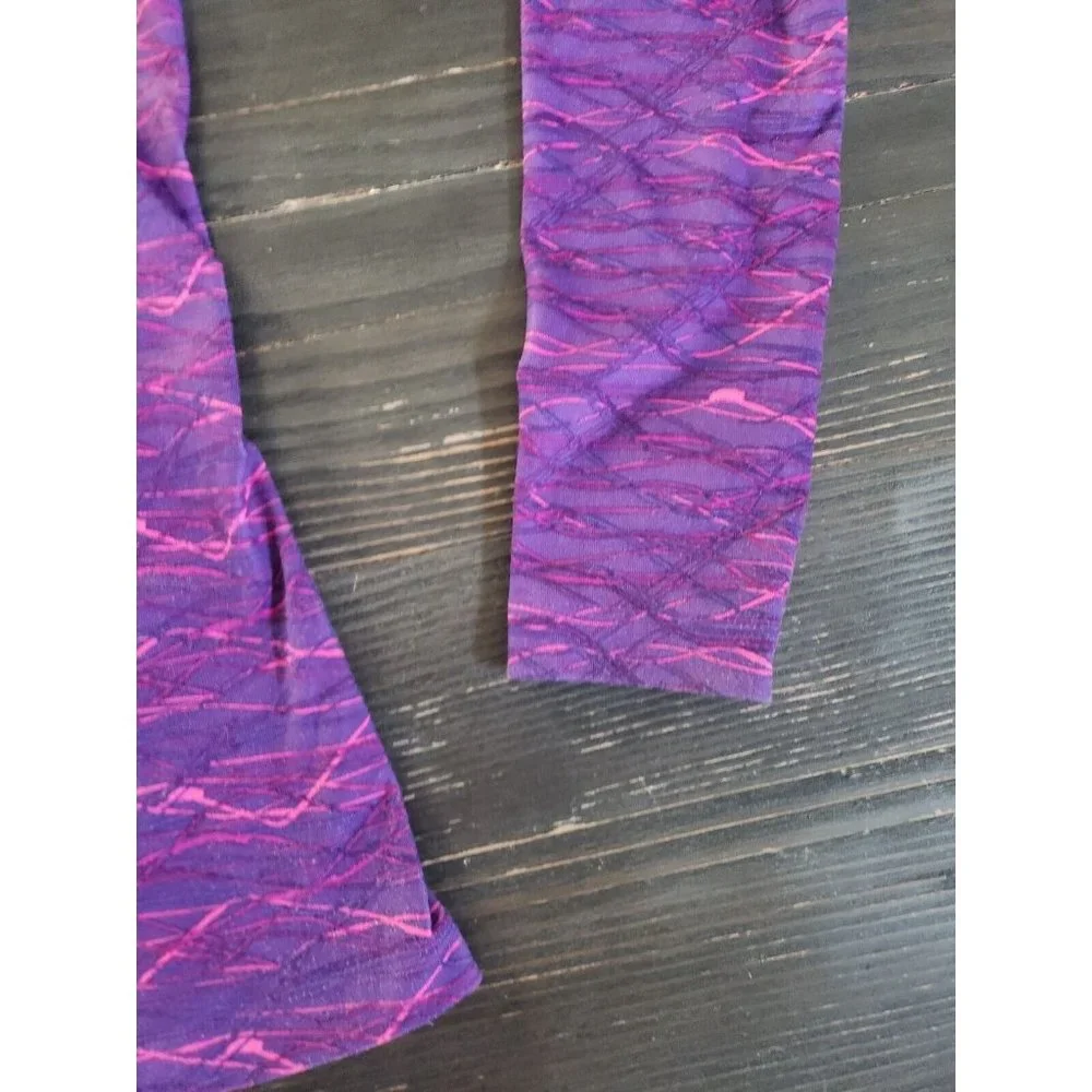 Nike Pro Combat Shirt Purple Dri Fit Fitted 1/4 Zip Thumb Holes Logo Women Sz S - Picture 9 of 15